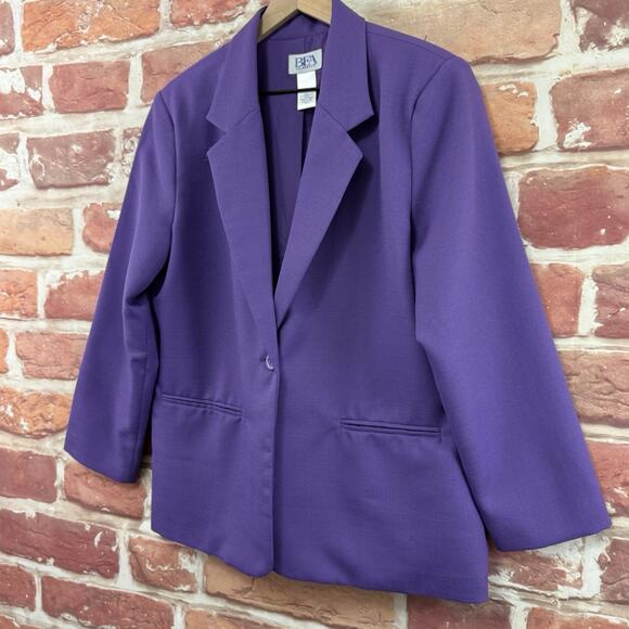 Vintage BFA Classics Blazer Womens 14P Purple Casual Career Button Front Jacket - Picture 3 of 8